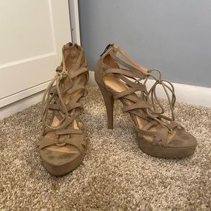 Chinese Laundry lace up suede heels